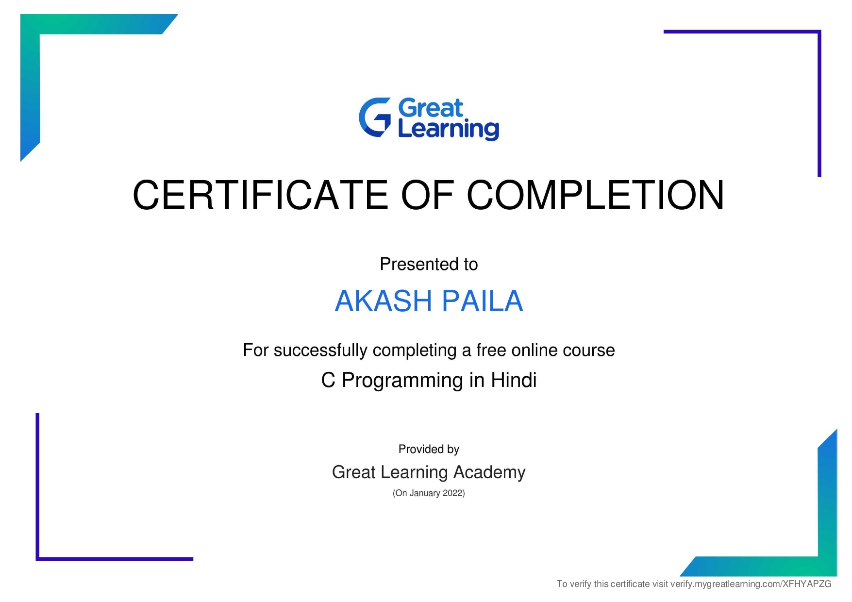 C programming Certification